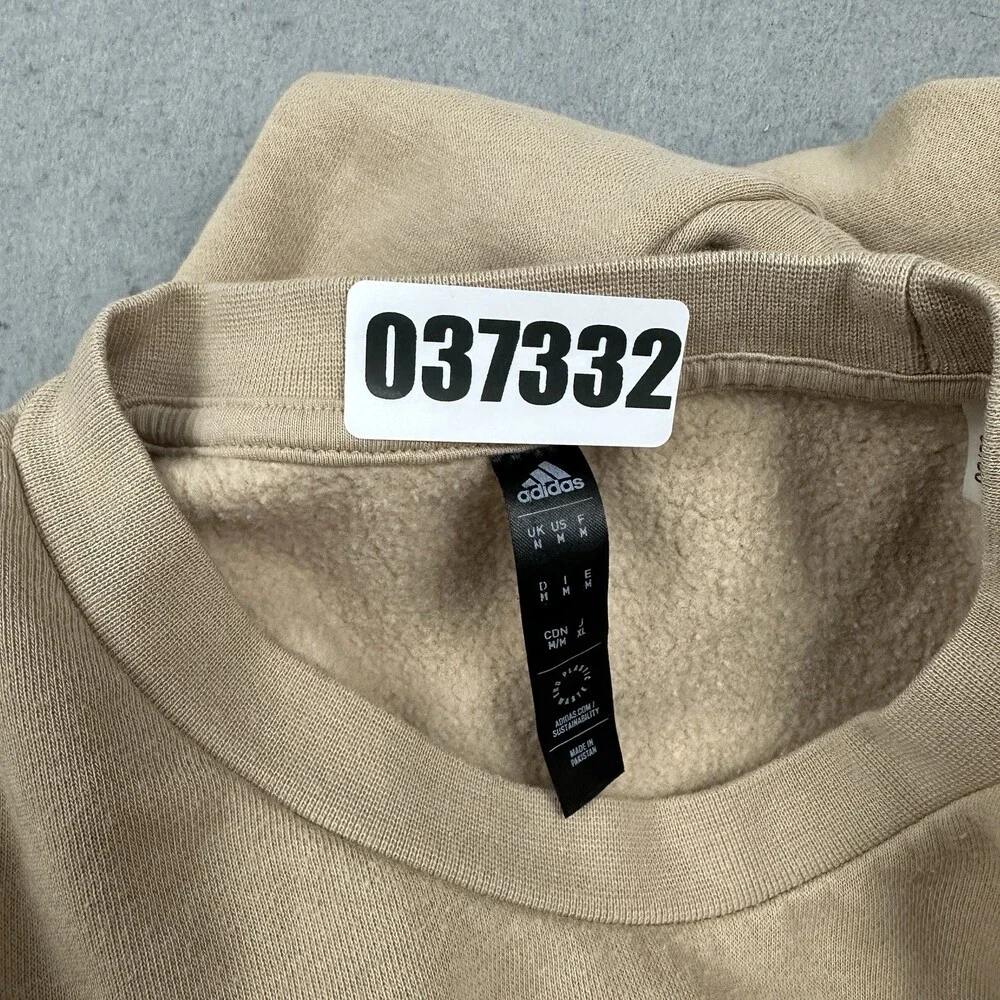 Adidas Sweatshirt Men Medium Beige Pullover Trefoil Logo Jumper Crew Neck M